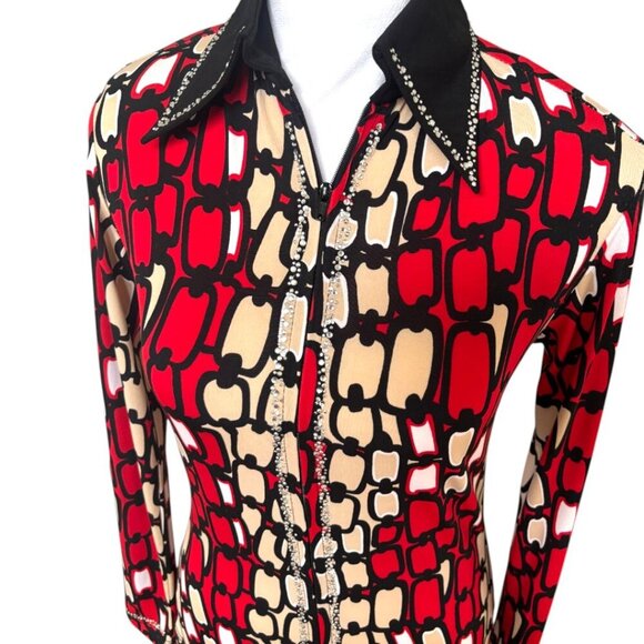 VINTAGE Y2K RARE EQUESTRIAN HOBBY HORSE WESTERN RETRO RHINESTONE TOP XSMALL #7 - Picture 3 of 4